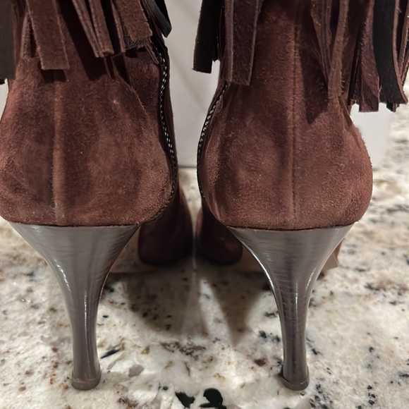 BEBE Suede Heeled Fringe Boots, size 7.5 - Picture 13 of 16
